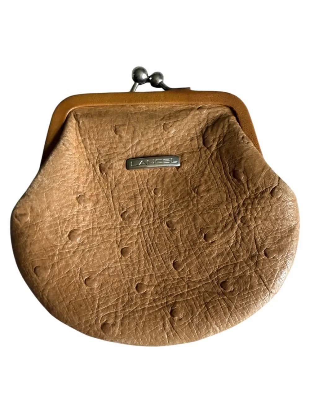 Vintage Lancel Kiss Lock Leather Change Purse